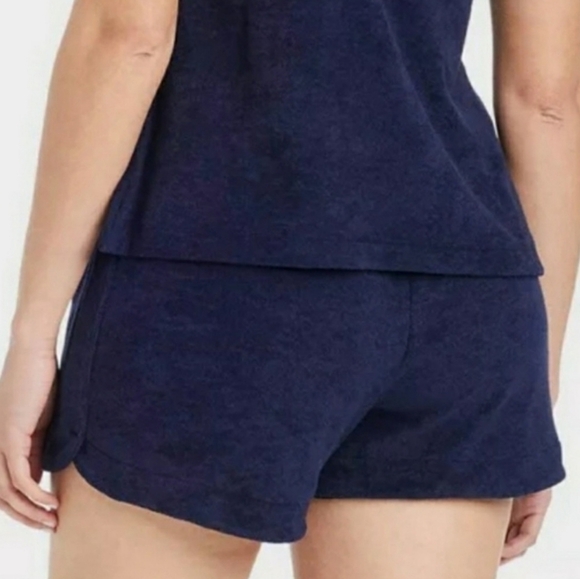 A New Day Terry Cloth High Rise Shorts Navy Blue - Picture 2 of 6